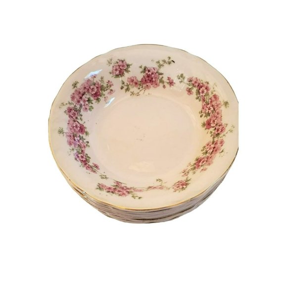 Vintage Pink Floral Ridgeway Royal Semi Porcelain Platter Bowl Dish Numbered Set - Picture 7 of 8